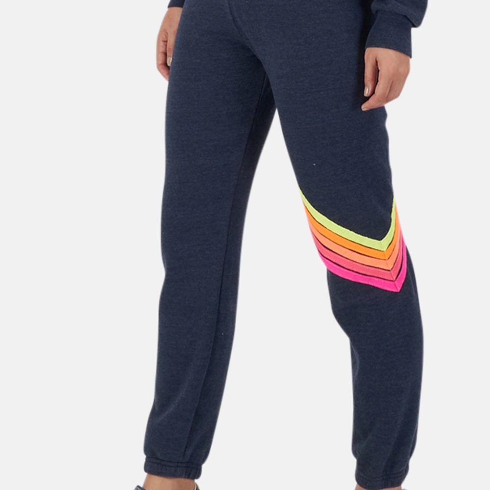 AVIATOR NATION- Women’s Chevron 5 Sweatpants- Heather Navy NEON